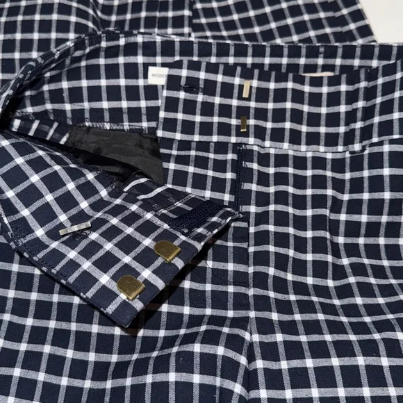 Loft Modern Skinny Ankle Pant Size 4 Navy and White Plaid Office Teacher Work - Picture 10 of 13